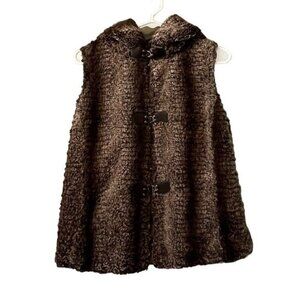 Linea Domani Clip Vest Size Small Cottagecore Cabincore Luxury Casual Faux Fur‎